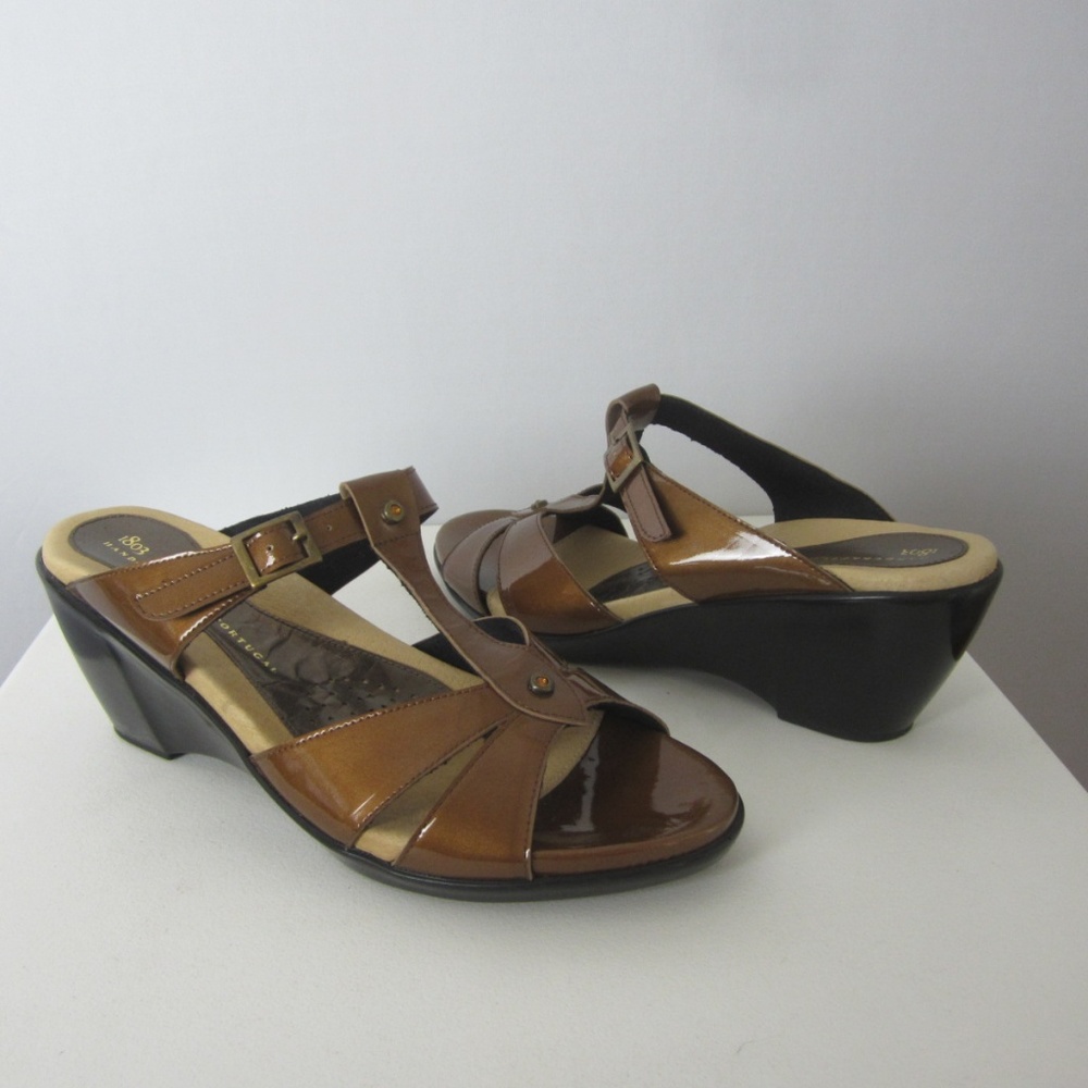 New 1803 9 - 9.5 Bronze Patent Wedge Heels 41